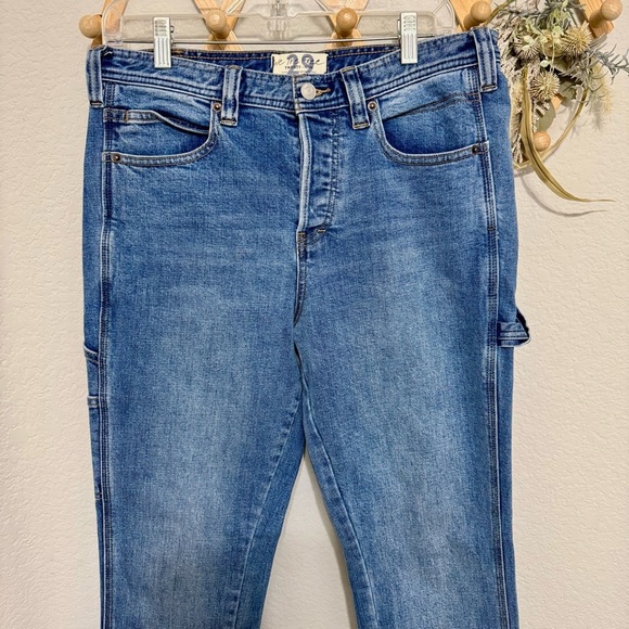 We The Free Free People Maggie May Carpenter Button Fly Denim Blue Jeans Sz 29 - Picture 3 of 9